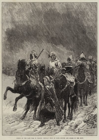 Scenes of the Late War in France, Retreat from Le Mans, Ghoums and Spahis in the Snow by Guillaume Regamey